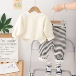 Velvet Hoodie Striped Pants Suit - Image 5