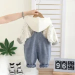 Denim Overalls Set 2-Piece Kids Outfit with Shirt & Jeans Stylish - Image 3