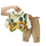 Boys’ Suit Cute Long Sleeve Shirt Boys’ Sweater Three-piece Set